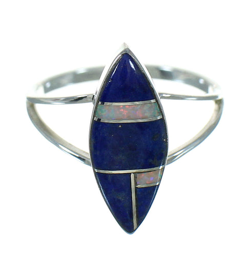 Lapis Opal And Sterling Silver Southwest Ring Size 6-3/4 YX81776